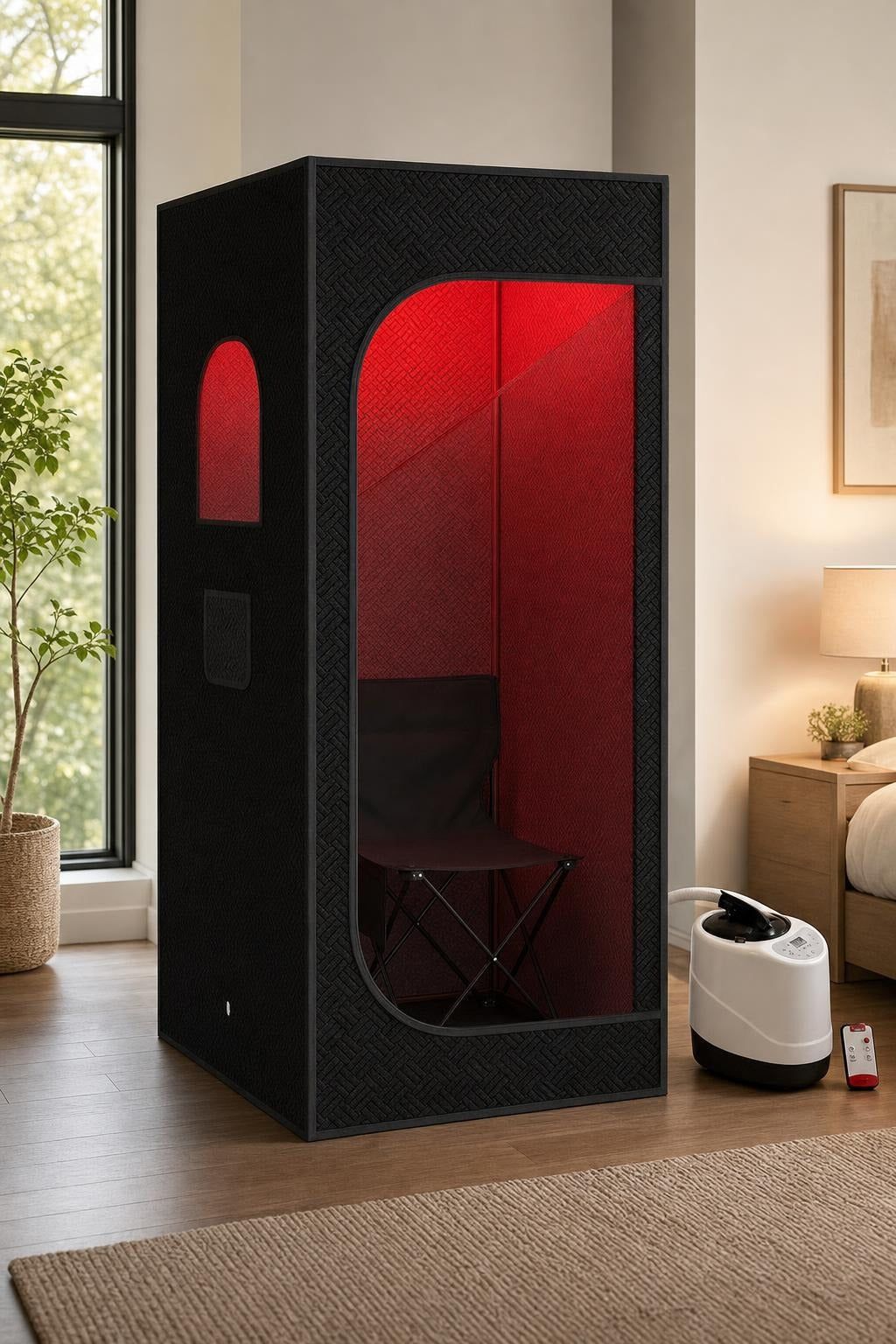 product identity visual for Infrared Sauna Chair Balances Height With a Compact Footprint featuring Infrared Sauna Chair Built for Home Spa Sessions, 9-Level Heating, Foldable Design, Remote Control, Indoor/Outdoor
