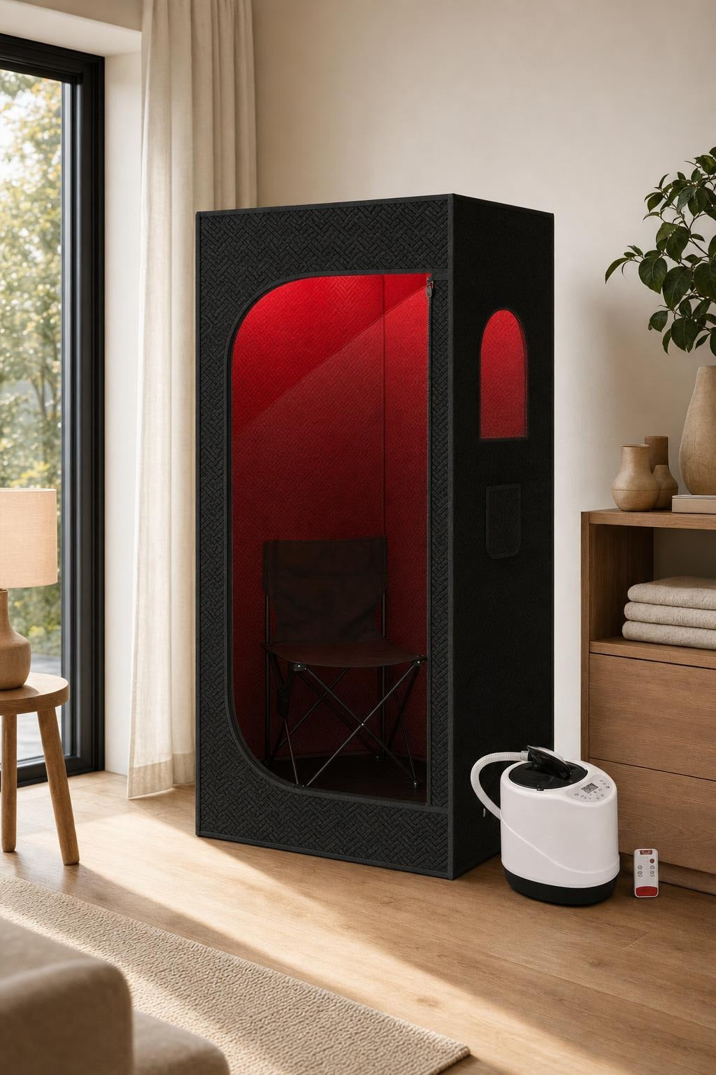 product identity visual for A Full-Height Tent Creates a Defined Personal Sauna featuring Infrared Sauna Chair Built for Home Spa Sessions, 9-Level Heating, Foldable Design, Remote Control, Indoor/Outdoor