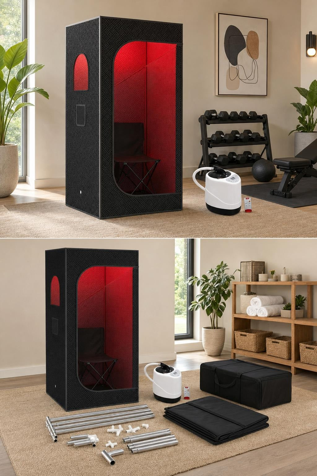 Portable Home Sauna can adapt to available space supporting visual