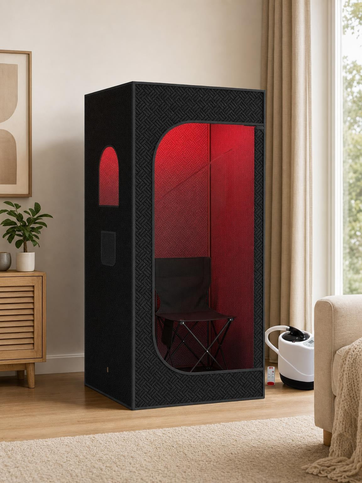 product identity visual for A full-height enclosure creates usable seated space featuring Portable Home Sauna