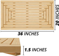 Scandinavian Design 36X20 Large Bamboo Bath Mat | Bamboo Shower Mat | Bamboo Wood Bath Mat by