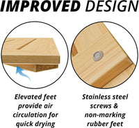 Scandinavian Design 36X20 Large Bamboo Bath Mat | Bamboo Shower Mat | Bamboo Wood Bath Mat by