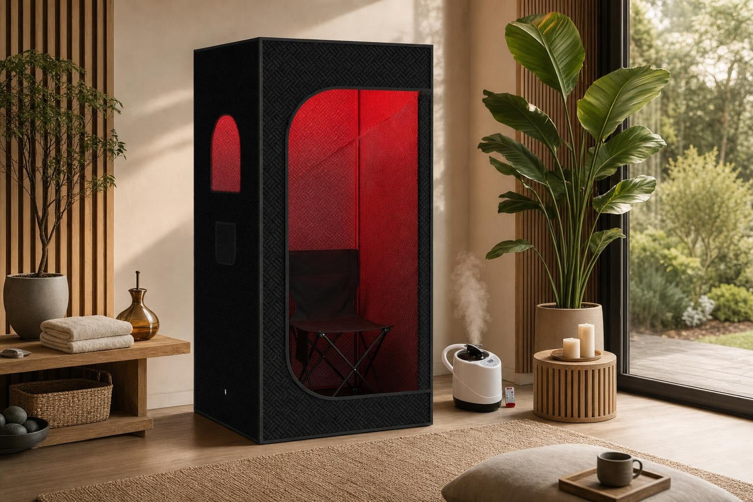 hero outcome motion visual for Five Reasons to Consider Infrared Sauna Chair featuring Infrared Sauna Chair Built for Home Spa Sessions, 9-Level Heating, Foldable Design, Remote Control, Indoor/Outdoor