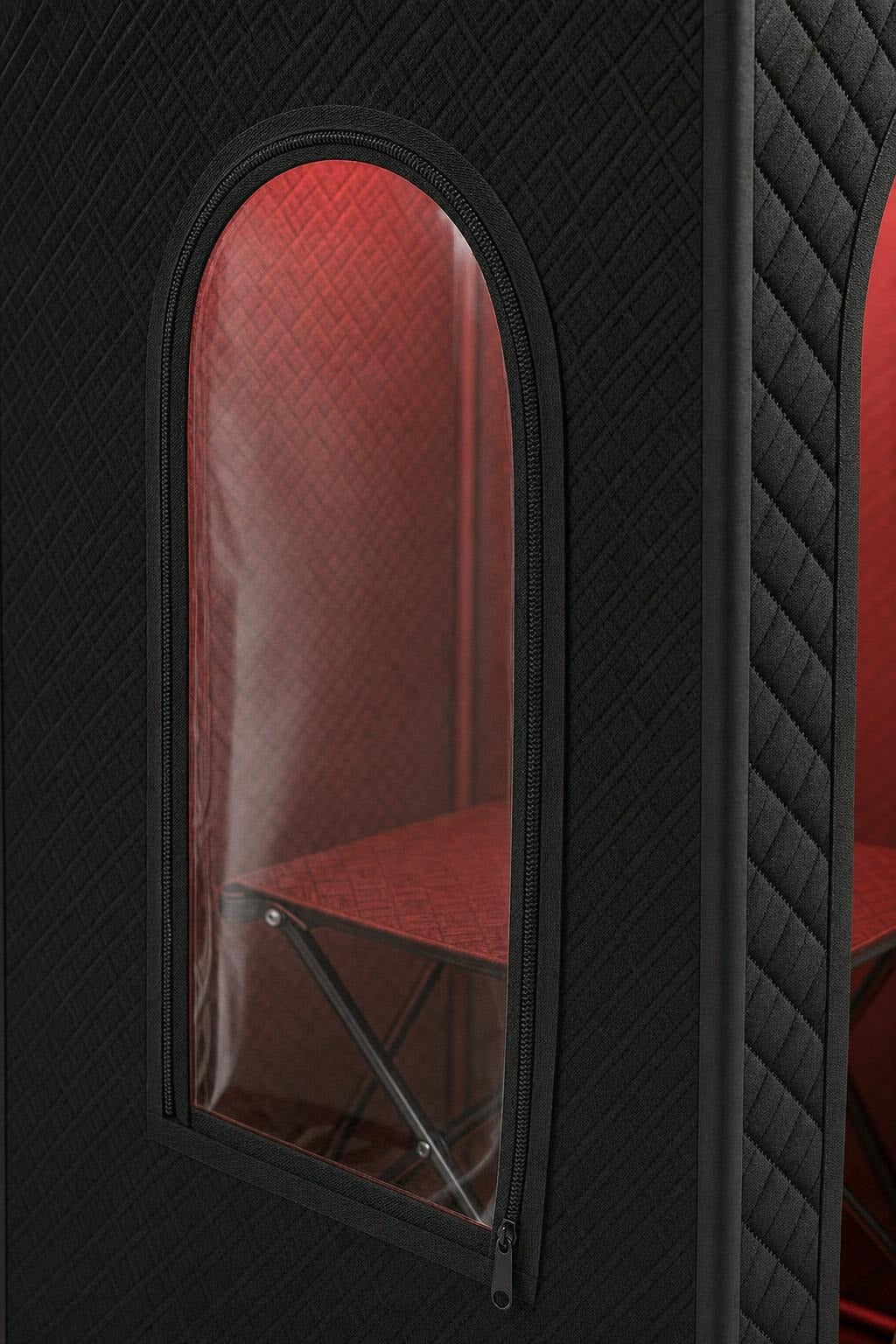 feature macro visual for Zippered Windows Make Infrared Sauna Chair Easier to Manage featuring Infrared Sauna Chair Built for Home Spa Sessions, 9-Level Heating, Foldable Design, Remote Control, Indoor/Outdoor