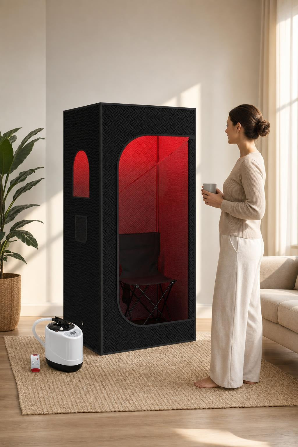 Portable Home Sauna offers a defined personal space supporting visual