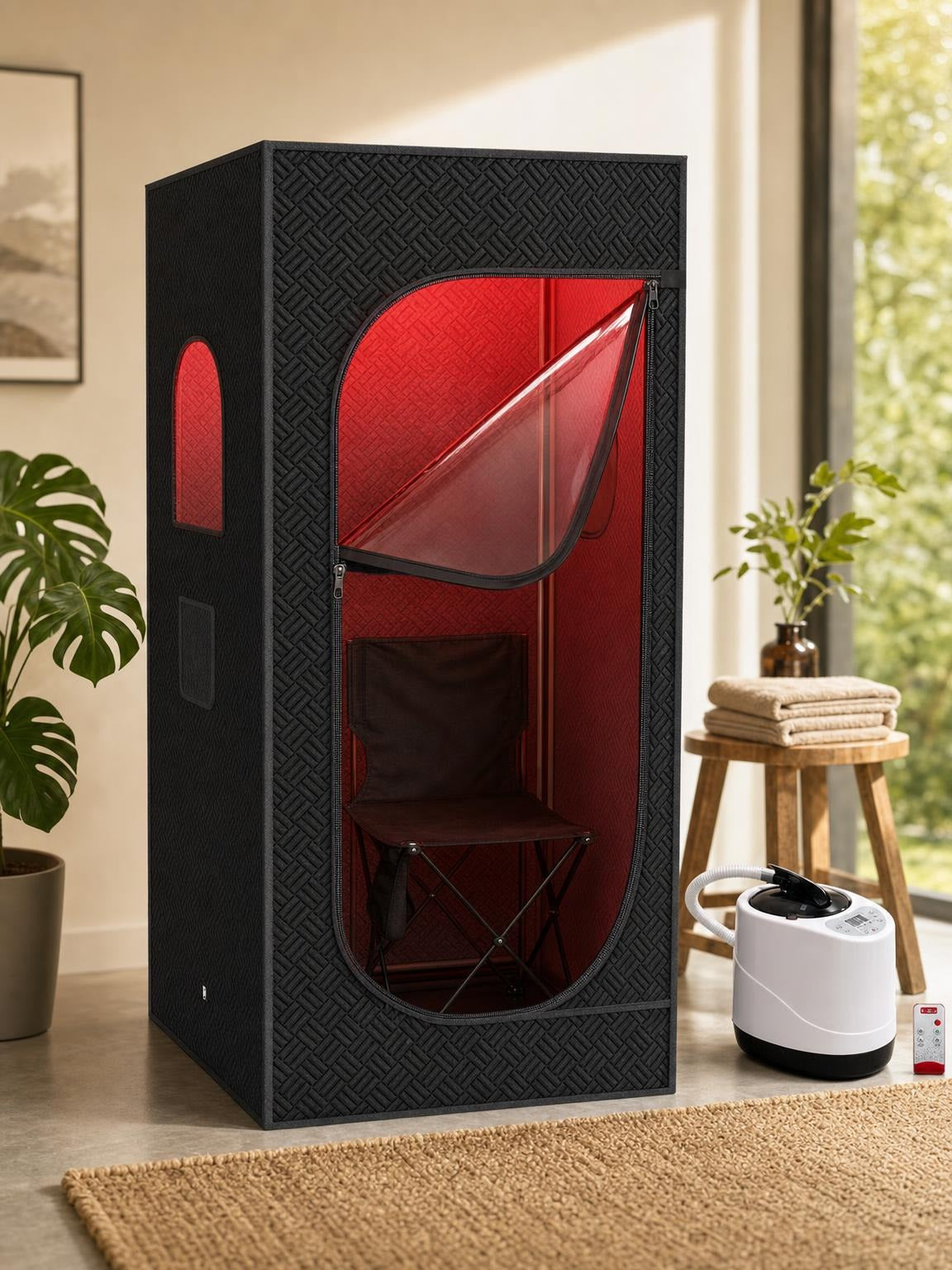 feature macro visual for Zippered Windows Add Visibility and Airflow featuring Portable Home Sauna
